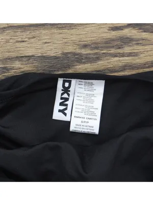 NWT DKNY Womens Twist-Front Tankini Swim Top DIMKS241 Black S thumbnail 4