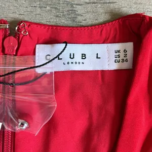Club L red v neck puff sleeved buttoned mini dress thumbnail 5