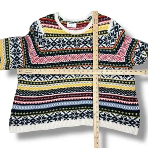 Old Navy Fair Isle Chunky Knit Sweater & Scarf White Multicolor‎ XXL thumbnail 15