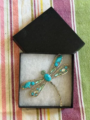 Turquoise Dragonfly Gemstone Brooch - Women's Jewelry thumbnail 1