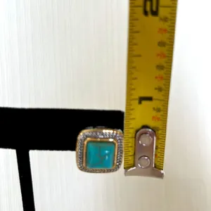 Boho Western Faux Turquoise Bracelet and Gold and Silver Tone Earrings thumbnail 12