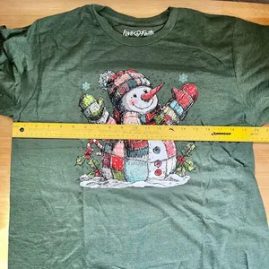 Source Unknown New Dark Green Happy Snowman Winter Graphic Sweatshirt Size L by Love in Faith thumbnail 5