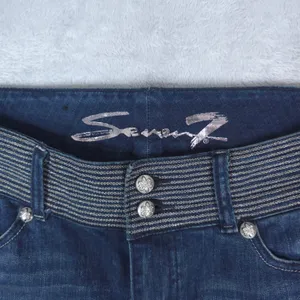 Seven7 Jeans Women 12‎ Blue Dark Wash Embellished Waistband Stretch Bootcut Y2K thumbnail 7
