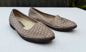 Cole Haan Woven Leather Flats Brown Slip On Loafers Made in Italy thumbnail 1