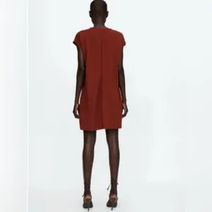ZARA Paisley Textured Print Mini Shift Dress Burnt‎ Brick & White Size Small thumbnail 7
