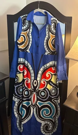New African Deep V Neck 3/4 Sleeve High Slit Dashiki Maxi Dress 2X thumbnail 1