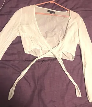 Kendall + Kylie White Tie Blouse thumbnail 1