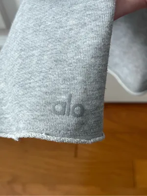 Alo Yoga Box Sweat Crop Hoodie in Gray thumbnail 4
