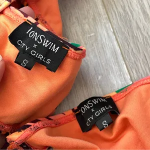 Animal Print Bikni high rise cheeky womens Orange (small) icon swim bright beach thumbnail 3