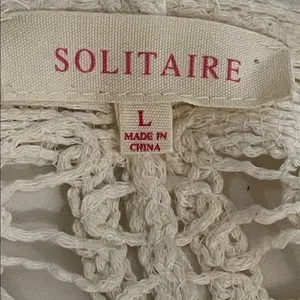 Solitaire Ivory Floral Cotton Crochet Button Front Cardigan Womens Size Large thumbnail 3
