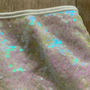 Iridescent sequin white pink mini bodycon skirt M NEW thumbnail 2