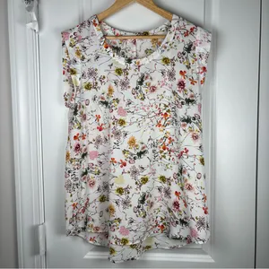 Pleione Women's Floral Print Sleeveless Blouse White Multi Size Large (L) thumbnail 4