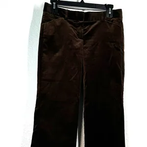 2 THEORY Pants Women's Chocolate brown velvet flared trousers 31" inseam bootcut thumbnail 3