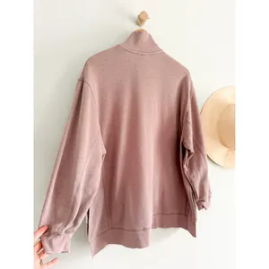 Z Supply | Oversized Half Zip Pullover Sweatshirt Mauve Pink | Sz M thumbnail 11