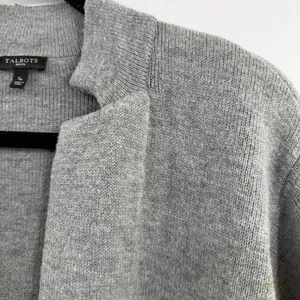 Talbots Petite Lambswool Sweater Blazer SP Gray Knit Jacket Quiet Luxury thumbnail 2