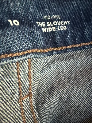 New Old Navy Mid-Rise OG “The Slouchy” Wide Leg Women’s Jeans Sz10 Dark Wash thumbnail 3
