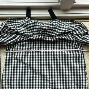 ASOS Cold Shoulder Black & White Plaid Long Sleeve Top thumbnail 9