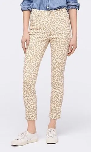 J. Crew Size 29 Jeans‎ 10" High Rise Toothpick Animal Print Safari Leopard NEW thumbnail 1