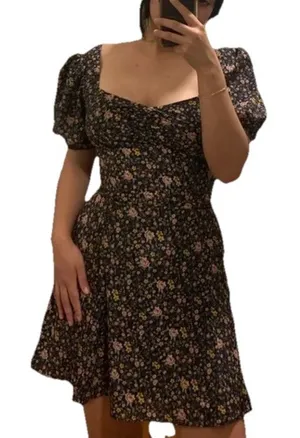FRENCH CONNECTION Sz10 Fontini Puff Sleeve Mini Dress Baby Doll Floral Fairycore thumbnail 1