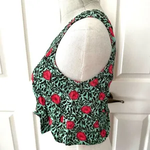 Forever 21 cropped green floral tank thumbnail 3