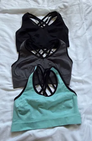 Women’s Strappy Sports Bra - Black, Gray, Mint thumbnail 1