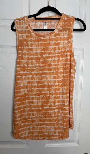 ATHLETA Breezy Tank Top Tie Dye Orange/White Size L thumbnail 1
