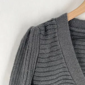 Anthropologie Laurete Lane Womens Size M Alpaca Blend Gray 3/4 Sleeve Crop Cardigan‎ Sweater thumbnail 3