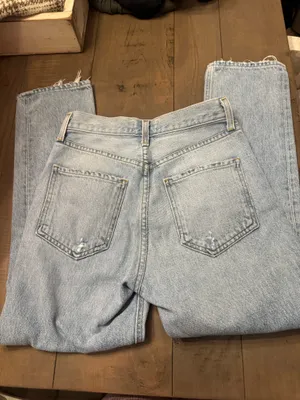 Agolde Size 24 Riley High Rise Straigh Crop Distresed Jeans Denim thumbnail 6