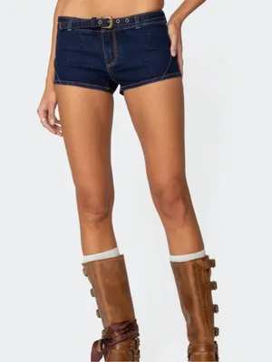 Edikted Ciel Low Rise Denim Micro Shorts Medium thumbnail 2