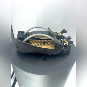 Black and gold women's flats with‎ tassels size 7 thumbnail 2
