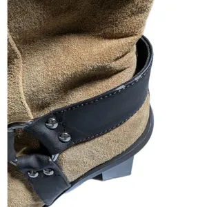 Vtg Y2K Newport News Tan Suede Knee High Square Toe Block Heel Harness Boots 7 thumbnail 4