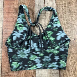 OFFLINE by Aerie Real Me Recharge Strappy Sports Bra Small Floral Print Green thumbnail 2