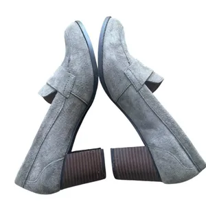 G.H. Bass Womens 8.5 Gray Suede Penny Loafer Chunky Block Heel Preppy Slipon Y2K thumbnail 1