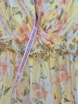 NWT Mac Duggal 67794 Yellow Tiered Floral Chiffon Gown Size 2 thumbnail 9