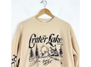 Urban Outfitters Crater Lake Overdyed Crew Neck Sweatshirt Small Yellow Oregon thumbnail 4