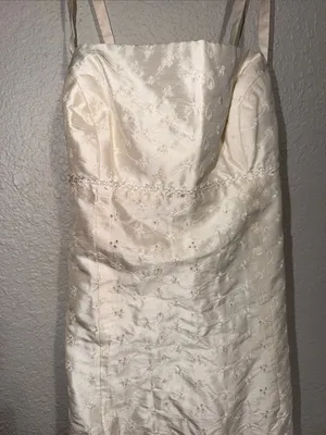 Vintage eyelet dress 90s Romantic Y2K Brocade Italian Silk Sheath Maxi Slit thumbnail 2