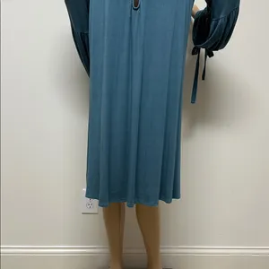American Eagle Dark Teal Green Long Sleeve Criss Cross Back swing dress size XL thumbnail 9
