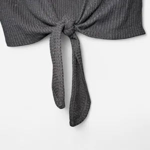 GARAGE Women's XS Black Ribbed Crop Top Casual Knit thumbnail 4