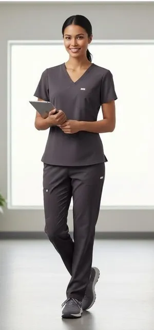Figs Dark Gray Scrub Top Size Large thumbnail 1