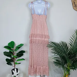 Bellevue Florence V Neck Lace Maxi Dress w/ Tiered Hem Wedding Guest Bridesmaid thumbnail 6