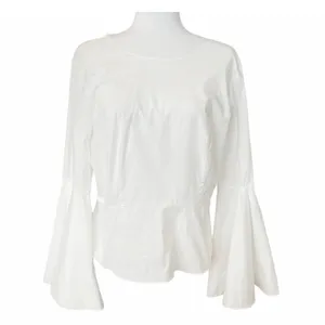 Nanette Lepore White Bell Sleeve Blouse – Size Large – Back Tie Top thumbnail 2