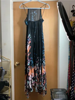 Free People Black Floral Maxi Dress Size-X-Small Boho Floral thumbnail 4