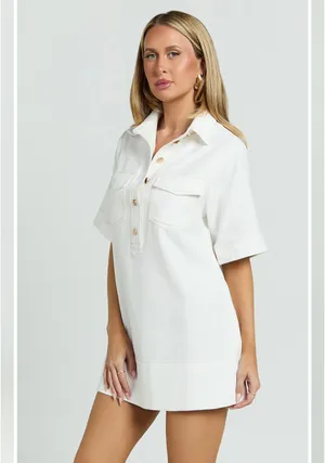 Showpo Short Sleeve Collared Patch Pocket Shift Dress thumbnail 2