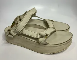 Teva platform Sandals white leather uppers & footbed womens size 9 casual trendy thumbnail 1
