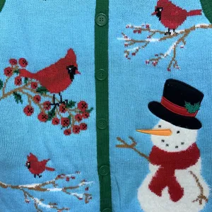 Merry Christmas Woman's Sweater Vest V‎ Neck Cardinal Button Down Size Small thumbnail 2