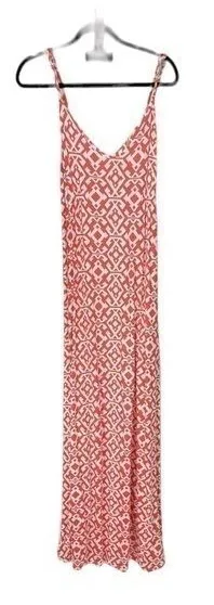 Macbeth Collection‎ Orange White Geometric Print Sleeveless V-Neck Maxi Dress L thumbnail 1