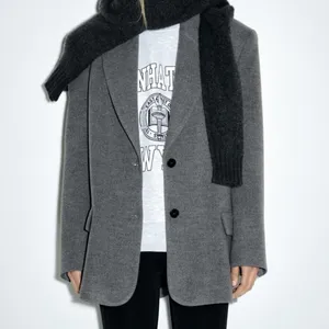 Zara Blogger's Favorite Oversized Gray Blazer Large 8913/581 NWOT Quiet Luxury thumbnail 4