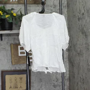 NWT BCX Juniors Lace-Trim Tie-Hem Peasant Top 1080F2K White L thumbnail 3