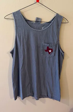 Comfort Colors Gray Tank Top with Red Texas Patch thumbnail 1
