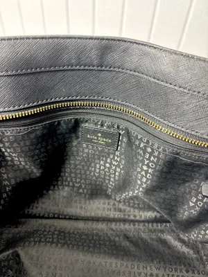 Kate Spade New York Leather Cow Black Saffiano Tote with Gold Plaque‎ thumbnail 8